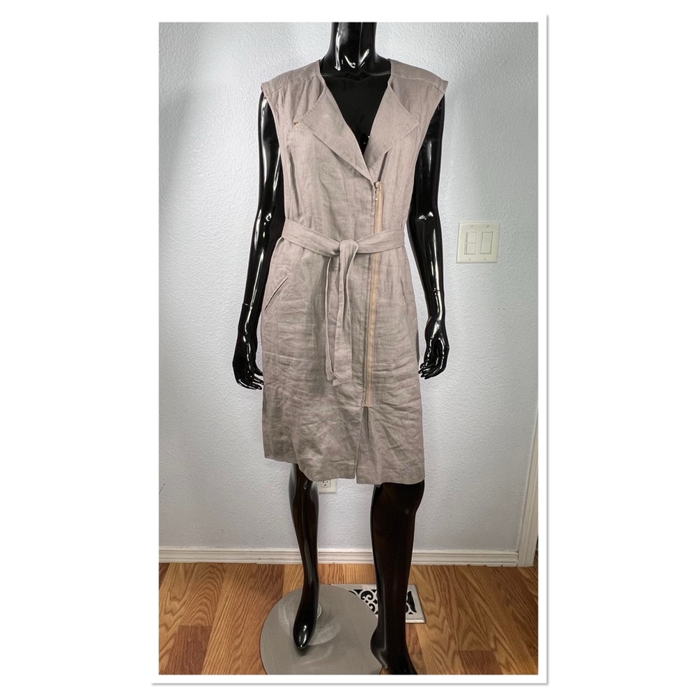 GERARD DAREL - Dress Right Sleeveless 100% Linen Brown Sz 40 / US L